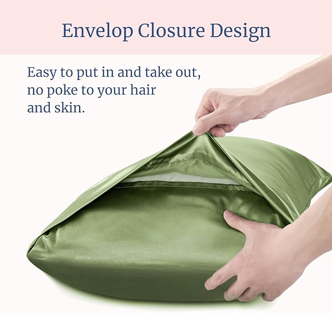 BEDELITE Satin Pillowcase for Hair and Skin, Super Soft Similar to Silk Pillow Cases 4 Pack with Envelope Closure, Cooling Pillowcases for Women Men (20"x36" King Size, Cedar Green)
