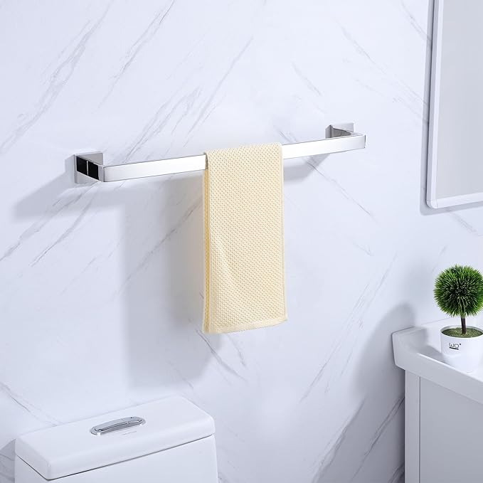 LANC 2-Pack 16-Inch Towel Bars for Bathroom Wall Mount, Total-18 Chrome Single Towel Racks Hand Towel Holders SUS304 Stainless Steel Towel Hanger Polished Towel Rods,A8804-4CP