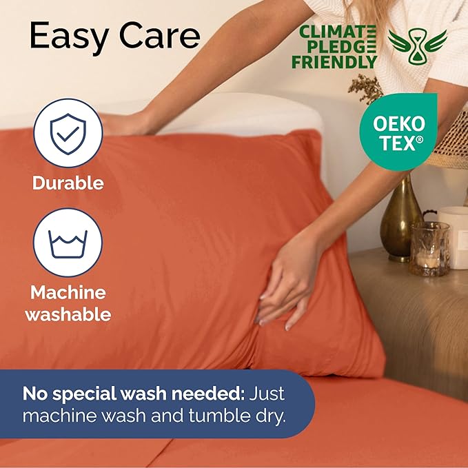 Queen Size 4 Piece Sheet Set - Extra Soft, Breathable And Cooling Sheets - Hotel Luxury Bed Sheets for Women & Men - Deep Pockets, Easy-Fit & Wrinkle-Free Sheets - Harvest Pumpkin Oeko-Tex Bed Sheets