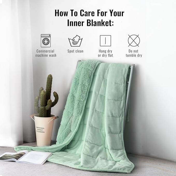 Uttermara Weighted Blanket Queen Size 20lbs 60x80 inches with Soft Plush Fleece, Cozy Warm Sherpa Snuggle Thick Heavy Blanket Great for Sleep and Calming, Sage Green