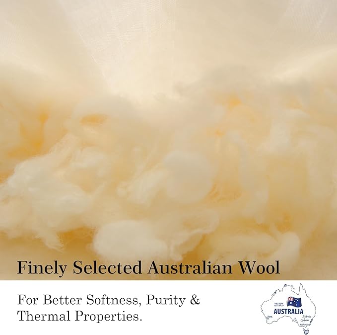 CUDDLE DREAMS Wool Comforter Duvet Insert, 100% Australian Wool Filling with Soft Noiseless Cotton Shell, Natural Warmth (Midweight for All Season, King)