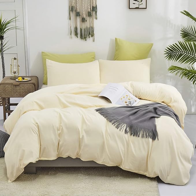 KAREVER Ivory Comforter Set Off White Bedding Set Beige Comforter Set Men Breathable Ivory Bedding Set Women Soft Off White Ivory Bedding Comforter Set, Cal King (104" X 96" )