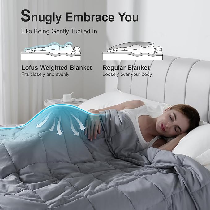 Lofus Weighted Blanket for Adults 10 lbs 60"x 80" Queen Size, Breathable All-Season Weighted Heavy Blankets, Soft Microfiber with Premium Glass Beads for Sleeping, Grey