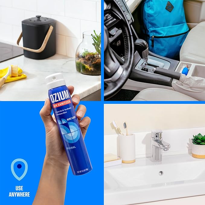 Ozium 3.5 Oz. Air Sanitizer & Odor Eliminator for Homes, Cars, Offices and More, Vanilla Scent, 2 Pack