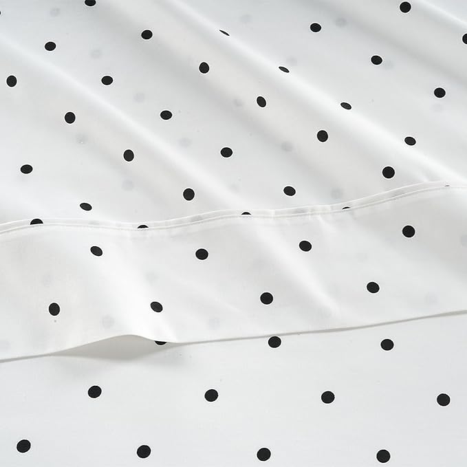 LANE LINEN King Bed Sheets – 450 Thread Count Long-Staple 100% Cotton King Size Bed Sheets, Hotel Luxury Soft Silky Sateen Weave, Durable for Daily Use, Fully Elasticized 15" Deep Pocket – Polka Dot