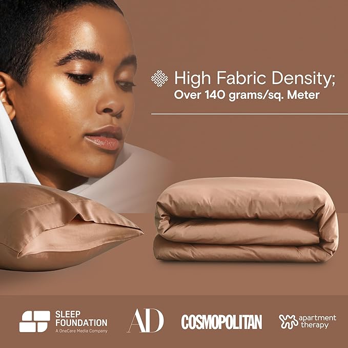 DOZ Duvet Cover Set, 100% Viscose derived from Bamboo, Organically Grown, Buttery Soft, Cooling Duvet Covers, High GSM, 1 Duvet Cover and 1 Pillowcase, 70"x90" (Clay, Twin/Twin XL)