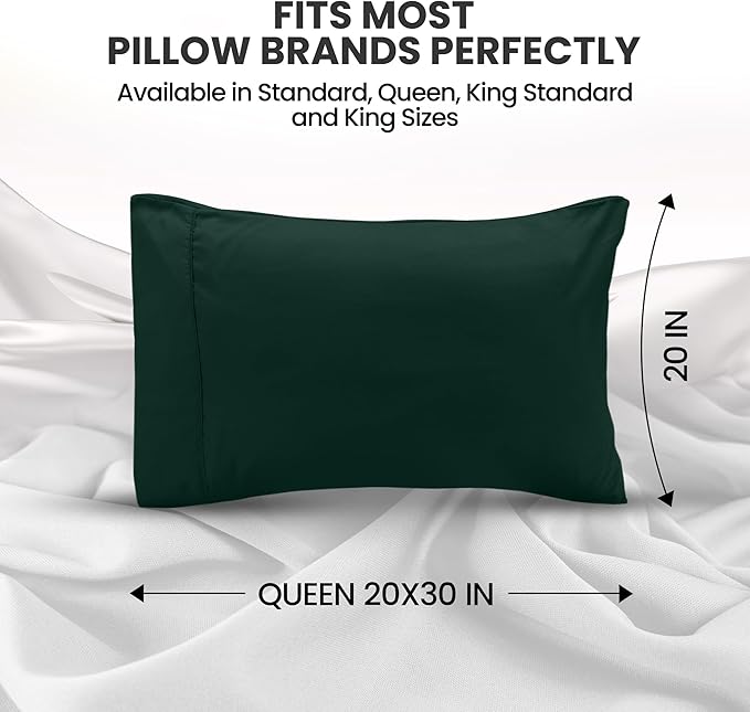Pillow Covers by Utopia Bedding - Queen Size 2-Pack – Soft Brushed Microfiber – Perfect for Hospitals, Hotels, Guest Rooms – Oeko-TEX Certified, 20x30 Inches (Emerald)