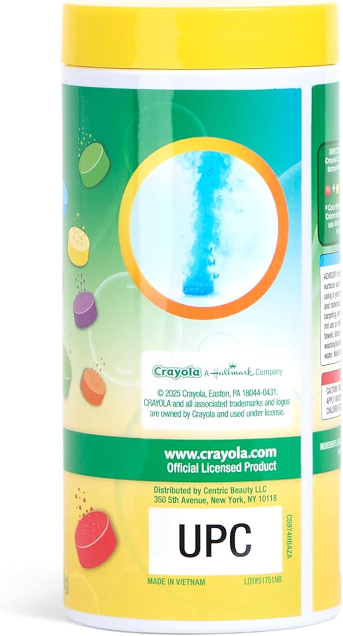 Crayola Bath Dropz Color Changing Tablets, 200 Piece Fizzies Bath Bombs in Assorted Colors, Fragrance Free, Water-Coloring Tablets