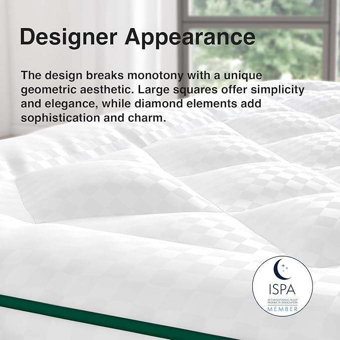 Novilla Twin XL Mattress Topper, Extra Thick Pillow Top Mattress Pad with Down Alternative, Breathable Mattress Cover with for 8-21", Machine Washable Fitted Mattress Protector – Green-White