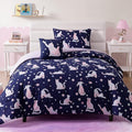 Twin Comforter Set for Girls-3 Pieces Cute Cat Twin Bedding Sets for Kids,1 Comforter,1 Sham and 1 Decor Pillow