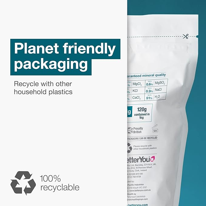 BetterYou Magnesium Mineral Bath Flakes - Mineral Bath Salts with Magnesium Chloride - Foot Bath or Body Bath Soak - Safe On Sensitive Skin - 2.3 lb (Pack of 2)