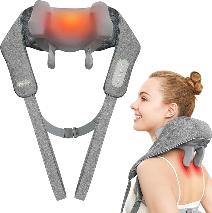 Cordless Neck and Shoulder Massager with Heat, Rechargeable Shoulder Massager for Pain Relief Deep Tissue, 6D Shiatsu Kneading Massage for Neck and Shoulde Pain, Gifts for Mom&Dad