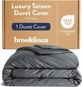 Brooklinen Luxury Sateen Duvet Cover - 100% Cotton, Full/Queen Size in Slate Grey with Extra-Long Corner Ties and Button Closure - Best Full/Queen Duvet Covers