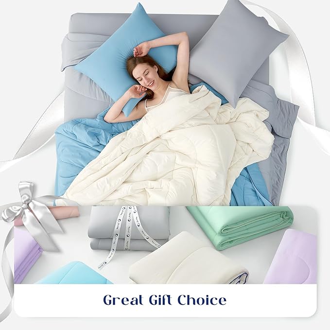 Dream Valley® Outlast® Deepsleep Cooling Comforter, Twin Size, NASA-Grade Space Technology Cooling Blanket for Hot Sleepers Night Sweats, Q-Max > 0.45 Aerocool™ Breathable, Cool Grey, 68"x90"