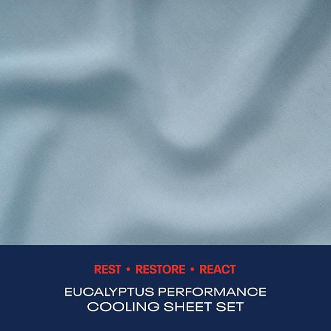 Reebok Full Size Sheet Set from Tencel Eucalyptus - Soft, Cooling & Breathable for Hot Sleepers, Deep Pocket Up to 17 Inches, 4Pc Hotel Luxury Bedding Set, Bedsheet & Pillowcases (Niagara Mist, Full)