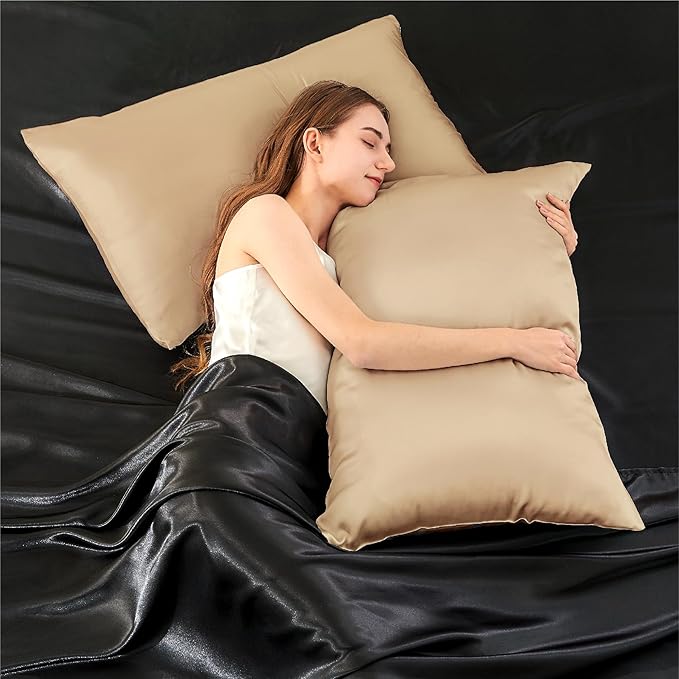 INFIIXSO Mulberry Silk Pillowcase for Hair and Skin, Silk Pillow Cases Queen Size with Hidden Zipper 20x30 Inches, Super Smooth and Soft Cooling Pillow Cases for Hot Sleepers(Champagne, 1 Pack)