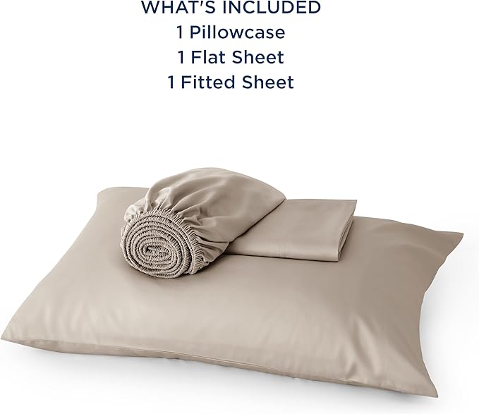 Bedsure Cooling Sheets Twin, Rayon Derived from Bamboo, Breathable & Soft Twin Sheets Set, Deep Pocket Up to 16 Inches, Hotel Luxury Silky Bedding for Hot Sleepers, Simply Taupe