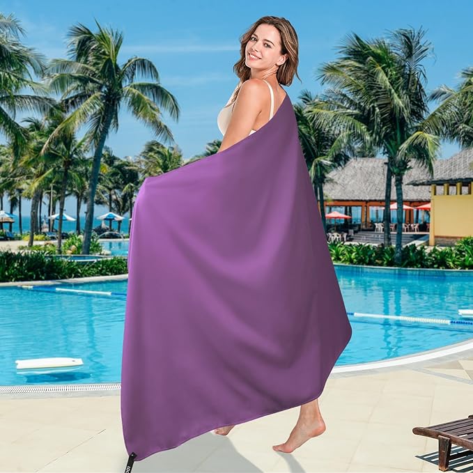 BOGI Microfiber Quick Dry Sports Towel, Purple, 60"x30"+16"x16"