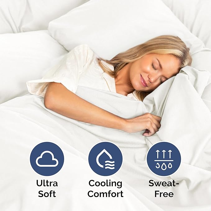 Twin Size 3 Piece Sheet Set - Extra Soft, Breathable & Cooling - Hotel Luxury Durable Bed Sheets for Women & Men - Deep Pockets, Easy-Fit & Wrinkle-Free - Antique White Oeko-Tex