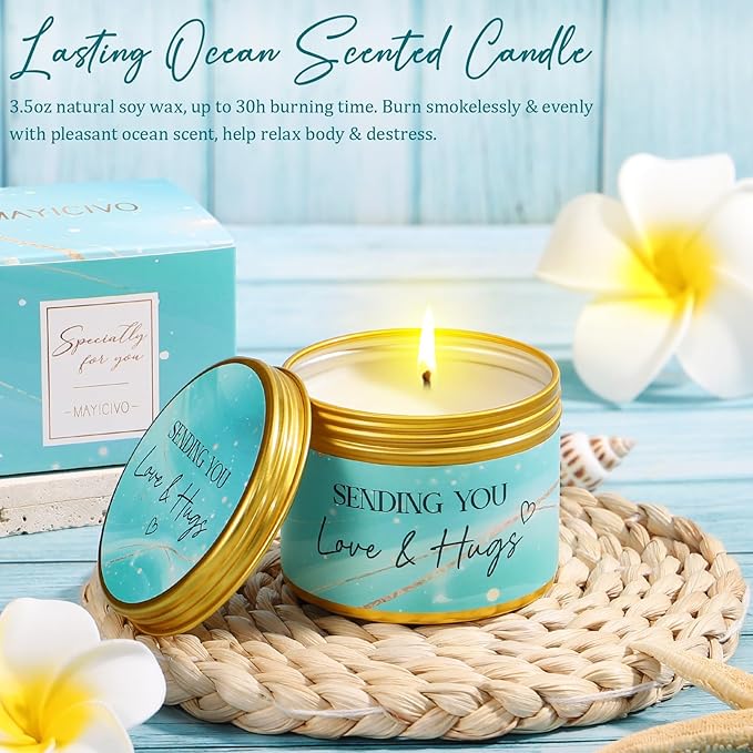 Birthday Gifts for Women, Self Care Gifts Get Well Soon Gifts Basket for Women, Ocean Relaxing Spa Gifts Care Package w/Luxury Blanket, Unique Gifts for Mom Mother Her Wife Girlfriend Friend Sister