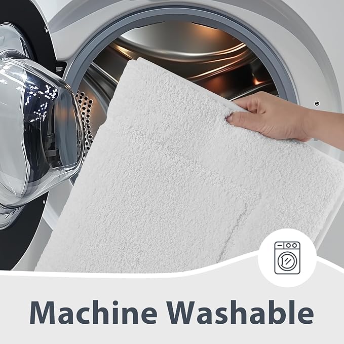 Bathroom Rugs 24" x 36", Non-Slip Extra Soft Absorbent Bath Rugs, Machine Washable Quick Dry Bath Mats for Bathroom Floor, Shower, Bathtub and Sink, White