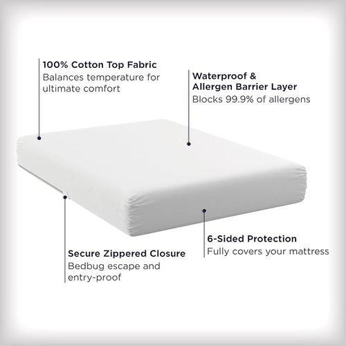 AllerEase Ultimate Allergy Protection and Comfort Zippered Mattress Protector, King