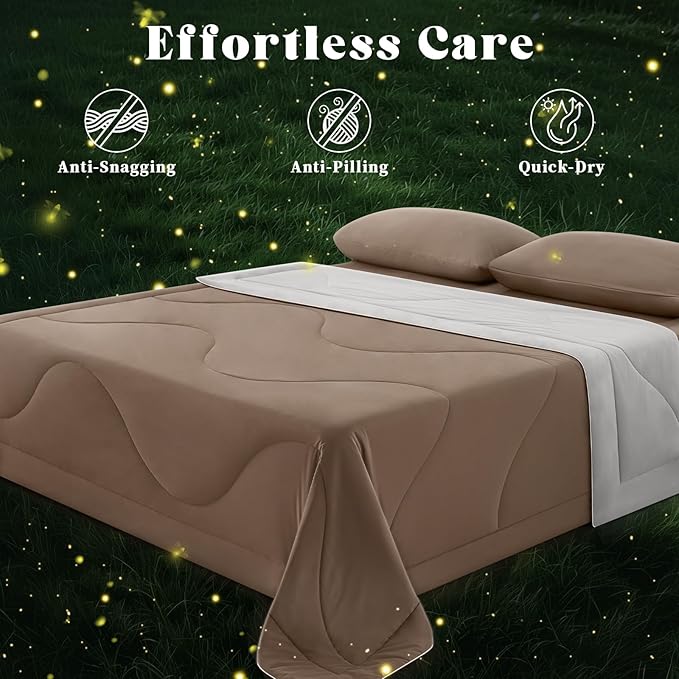 Cooling Comforter King Size, Double-Sided Cooling Blanket for Hot Sleepers & Night Sweats, Arc-Chill Q-Max > 0.4 Breathable Ice Blanket, Lightweight Cold Comforter (108''x90'', Brown)