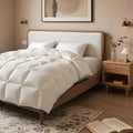 Fluffy Goose Feather Down Fiber Comforter King, Luxury Cozy Hotel Quilted Duvet Insert, All Season Aesthetic Comfortable Bedding Duvet with Cotton Blend Shell 106x90Inch