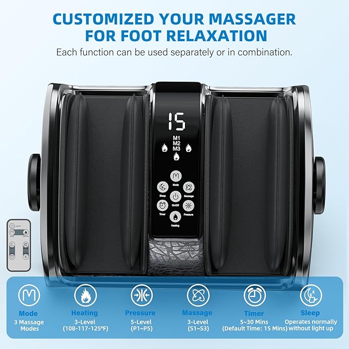 FSA Eligible HSA Items, Shiatsu Foot Massager for Neuropathy and Pain Relief, 3 Heat Therapy, 5 Intensity Deep Kneading, Rolling for Calf-Feet-Arm Relaxation, Plantar Fasciitis