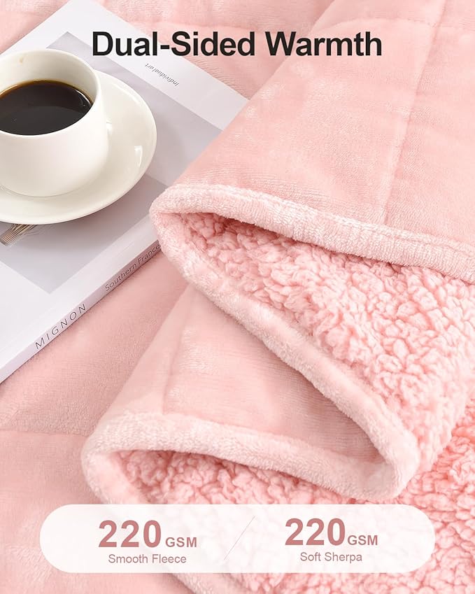 Super Fuzzy Soft Sherpa Fleece Weighted Blanket, 15 lbs Dual Sided Fluffy Heavy Weighted Blankets for Adults - No Bunching with Double Layers of Soft Inner Lining (60"x 80", 15 Pounds)