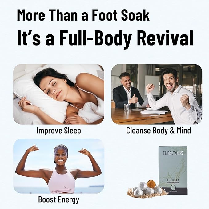 Ginseng Energy Boost Foot Soak - Tired Feet Relief, Immune Boost, Athletes Foot,Post-Workout Recovery, Promote Metabolism - Refreshing Foot Spa Chinese Herbal Medicine