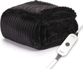 Sunbeam Electric Throw Royal Posh Velvet Heated Blanket,4 Heat Settings, 4-Hour Auto Shut-Off, Fast Heating, Lush, Silky, and Ultra Comfy, Ribbed Ebony Color, 50" x 60"