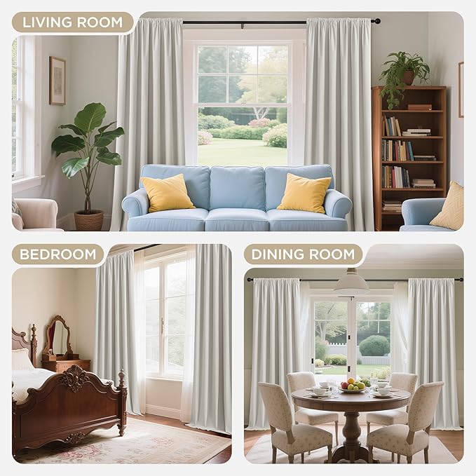 Joydeco White 100% Blackout Curtains 72 Inch 2 Panels, Luxury Thermal White Velvet Curtains for Bedroom Living Room, Soundproof Blackout Window Drapes, Grommet Top (52W x 72L)