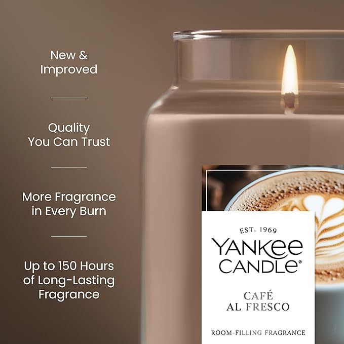 Yankee Candle Café Al Fresco Scented Candle, 22oz Large Jar with up to 150 Hour Burn Time, Giftable
