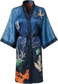 Ledamon Women's Kimono Short Robe - Classic Floral Bathrobe Nightgown