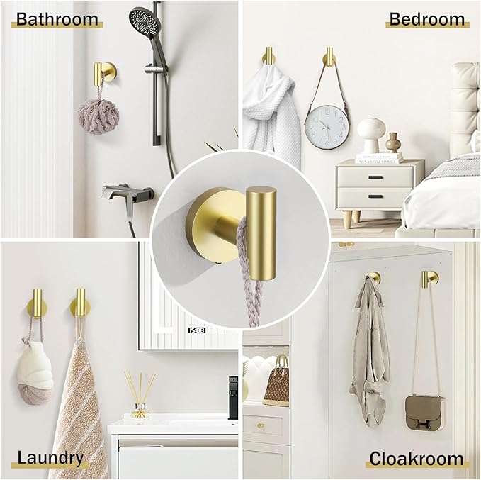 10 Pieces Brushed Gold Bathroom Hardware Towel Bar Set for Bathroom Wall, 23.6Inch Bathroom Accessories Set Upgraded Bathroom Towel Holder, Stainless Steel Towel Racks Bathroom Wall Mounted