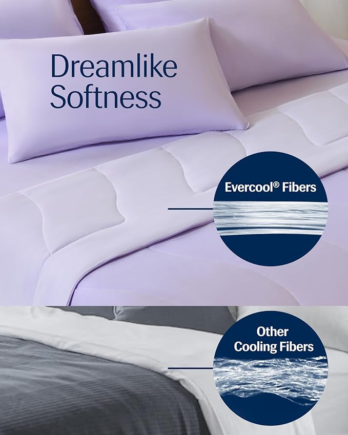REST® Evercool® Cooling Comforter, Twin/Twin XL, Blanket for Hot Sleepers, All Season Bedding to Keep Cool for Night Sweats, Breathable Lightweight Blanket, 68"x90" Inches, Lavender Breeze