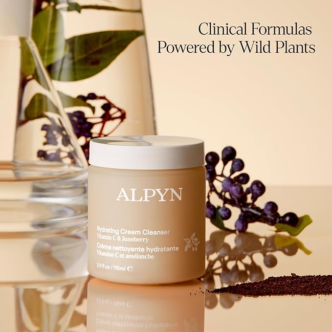 ALPYN Hydrating Cold Cream Cleanser with Vitamin C & Juneberry | Removes Dirt, Oil & Makeup | Exfoliates Dryness for Soft & Smooth Skin | 3.9 oz / 115 ml