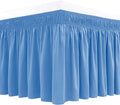Biscaynebay Wrap Around Bed Skirts for Twin & Twin XL Beds 15" Drop, Denim Blue Elastic Dust Ruffles with Adjustable Belts Silky Luxrious Fabric Machine Washable
