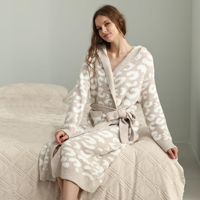 MH MYLUNE HOME Ultra Soft Robe With Pockets, Spa Bathrobe Loungewear Calf-Length, Plush Fuzzy Fluffy Wrap Robe for Women