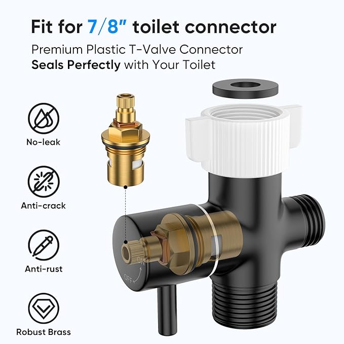 Arofa Handheld Toilet Bidet Sprayer for Toilet-Adjustable Water Pressure Control with Bidet Hose for Feminine Wash, Stainless Steel Brushed Nickel Bidet Faucet Cloth Diaper for Baby Wash, Black,3 Pack