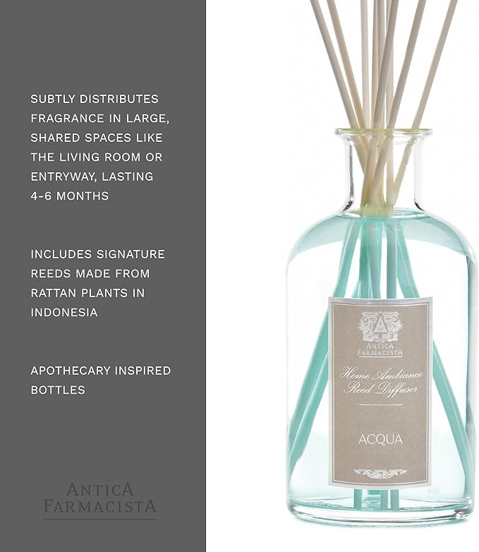 Antica Farmacista Home Ambiance Diffuser - Long-Lasting Reed Scent Diffuser - Luxury Room Freshener Gift - Acqua, 16.9 fl oz