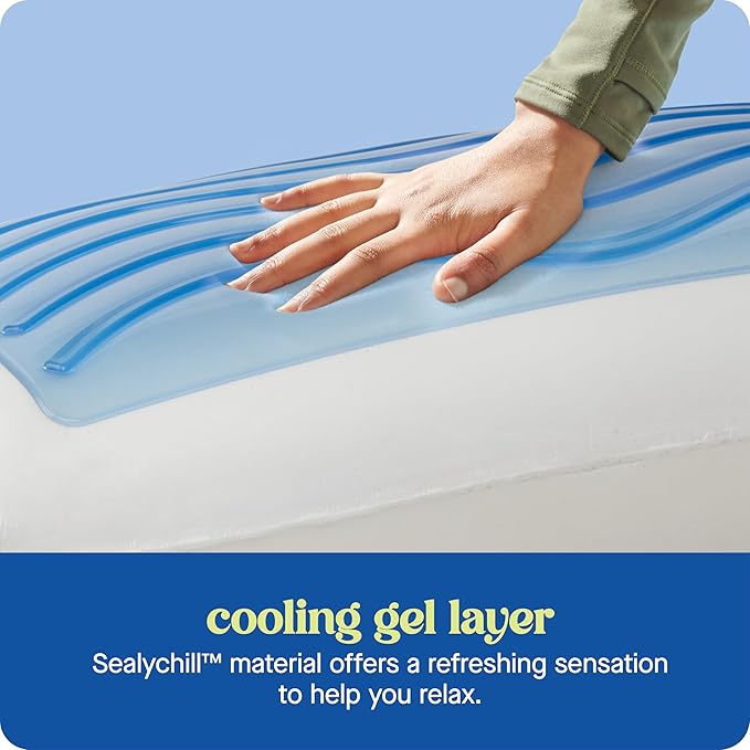 Sealy Dreamlife King Size Memory Foam Cooling Pillow with SealyChill Cooling Gel, Removable Machine-Washable Cover, Made in The USA, White