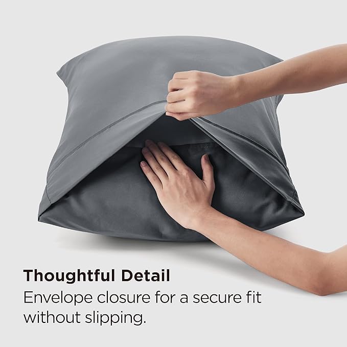 Bedsure King Size Pillow Cases Set of 2 - Dark Grey Brushed Microfiber Pillowcases 2 Pack, Super Soft Pillow Case Cover with Envelope Closure, Wrinkle, Fade and Stain Resistant, 20x36 Inches