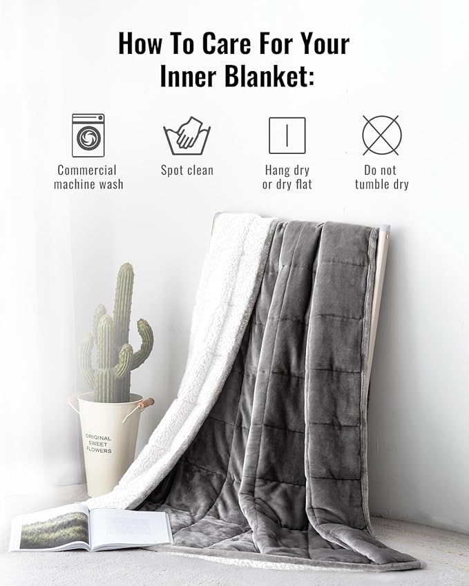 Uttermara Weighted Blanket Queen Size 20lbs 60x80 inches, Cozy Sherpa Weighted Blankets with Soft Plush Fleece, Warm Snuggle Thick Heavy Blanket Great for Sleep Calming, Grey White