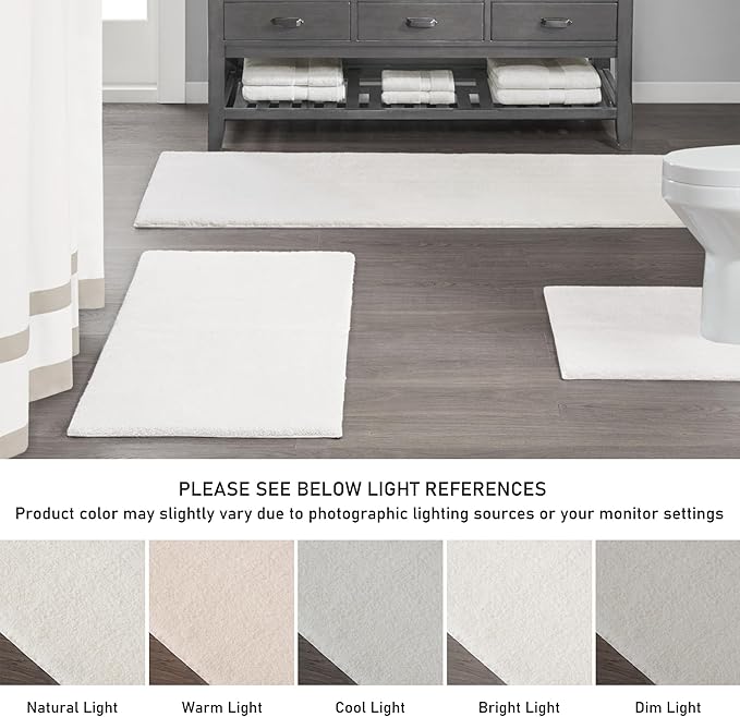 Madison Park Signature Non Slip, Luxrurious Plush Mat, Absorbent, Quick Dry, Spa Design Bath Room Décor Marshmallow Bathroom Rug, 1'8"x2'6", Cream