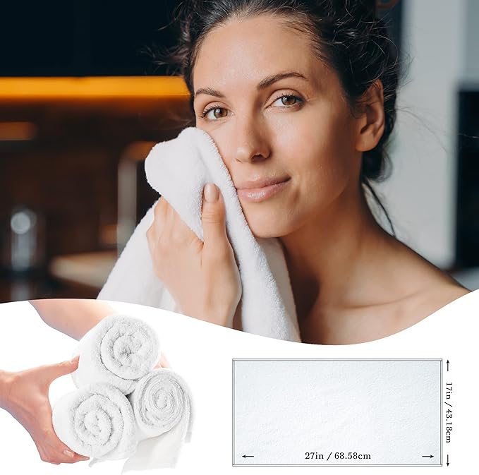 Salon Towels for Hair Stylist - Pack of 24, Not Bleach Proof, 16 by 27 Inches, Highly Absorbent Cotton Towels for Hand, Gym, Beauty, Spa, and Home Hair Care