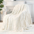 Sherpa Fleece Adult Weighted Blanket Great for Sleep, 20 lbs Dual Sided Soft Fuzzy Heavy Blankets for Couch Bed Sofa, Cozy Warm Arched Jacquard Throw for Winter (Cream White, 60" x 80", 20 Pounds)