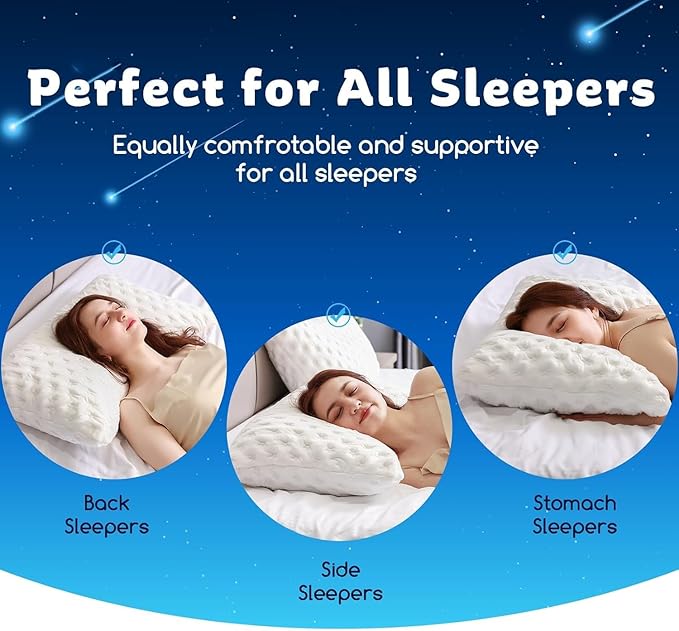 Cooling Side Sleeper Pillow for Neck and Shoulder Pain, Luxury Shredded Memory Foam Firm Cool Bed Pillows for Sleeping Set of 1- Adjustable Standard Size- Washable Cover Original White