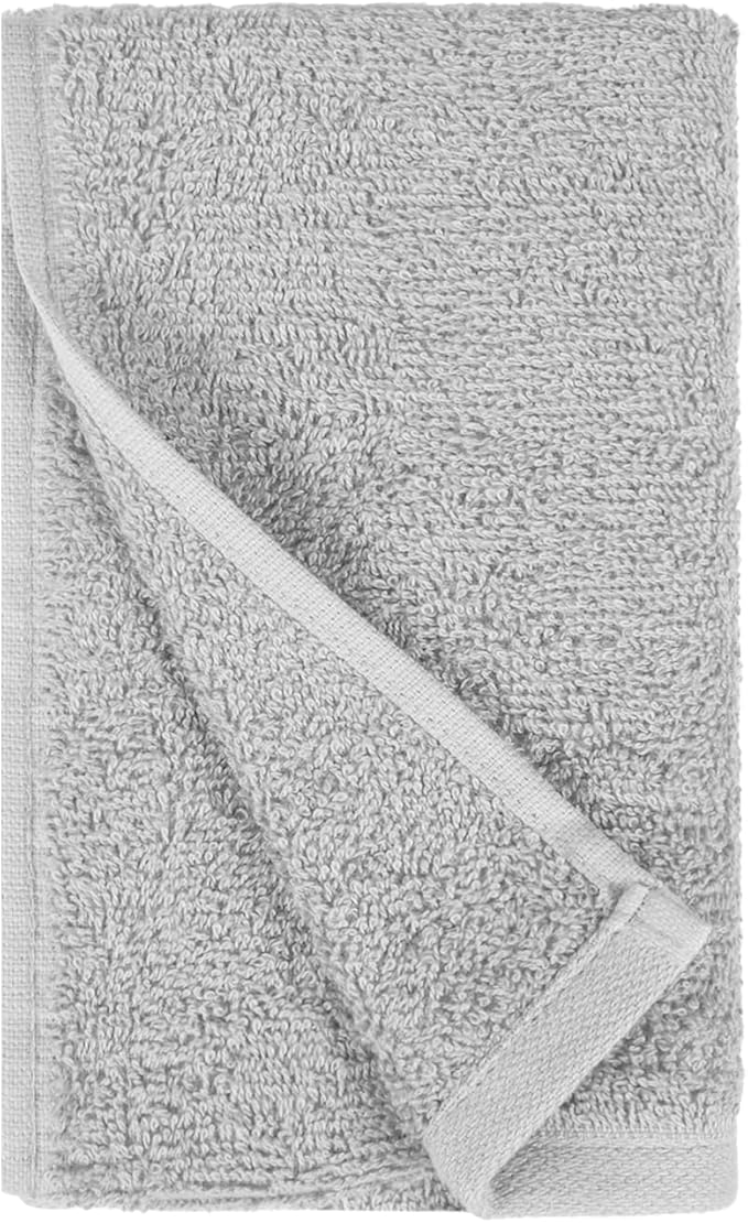 Amazon Basics Soft and Thick Cotton Hand Towels, 16" x 26", Gray, 12-Pack